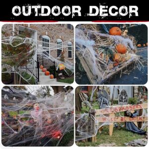 1400 sqft Halloween Spider Webs Decorations with 150 Extra Fake Spiders, Super Stretchy Cobwebs for Halloween Decor Indoor and Outdoor