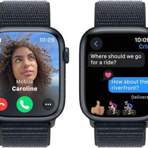 Apple Watch Series 9 [GPS + Cellular 45mm] Midnight Aluminum Case with Midnight Sport Loop, One Size (Renewed)